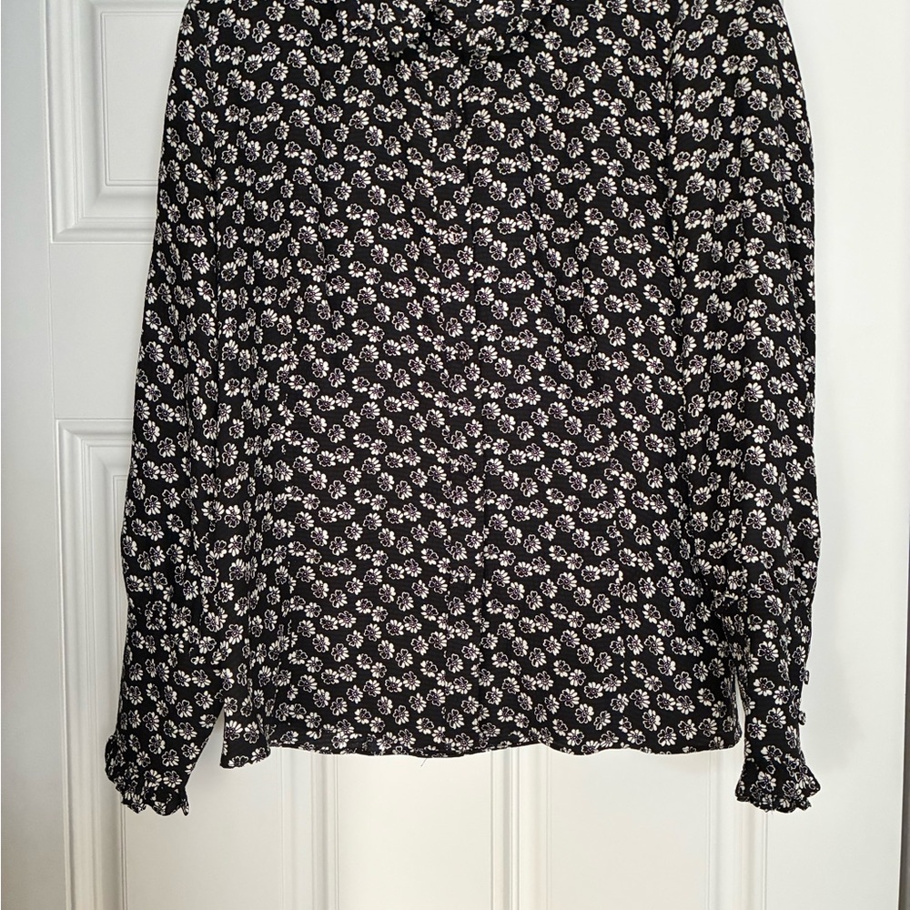 Rebecca Taylor Black and White Floral Top